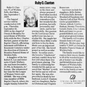 Ruby O. Clanton obituary