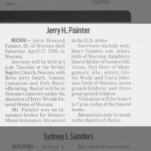 Jerry H. Painter obit