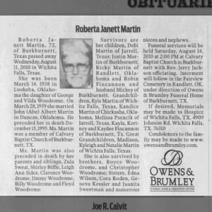Obituary for Roberta Ja-nett Martin